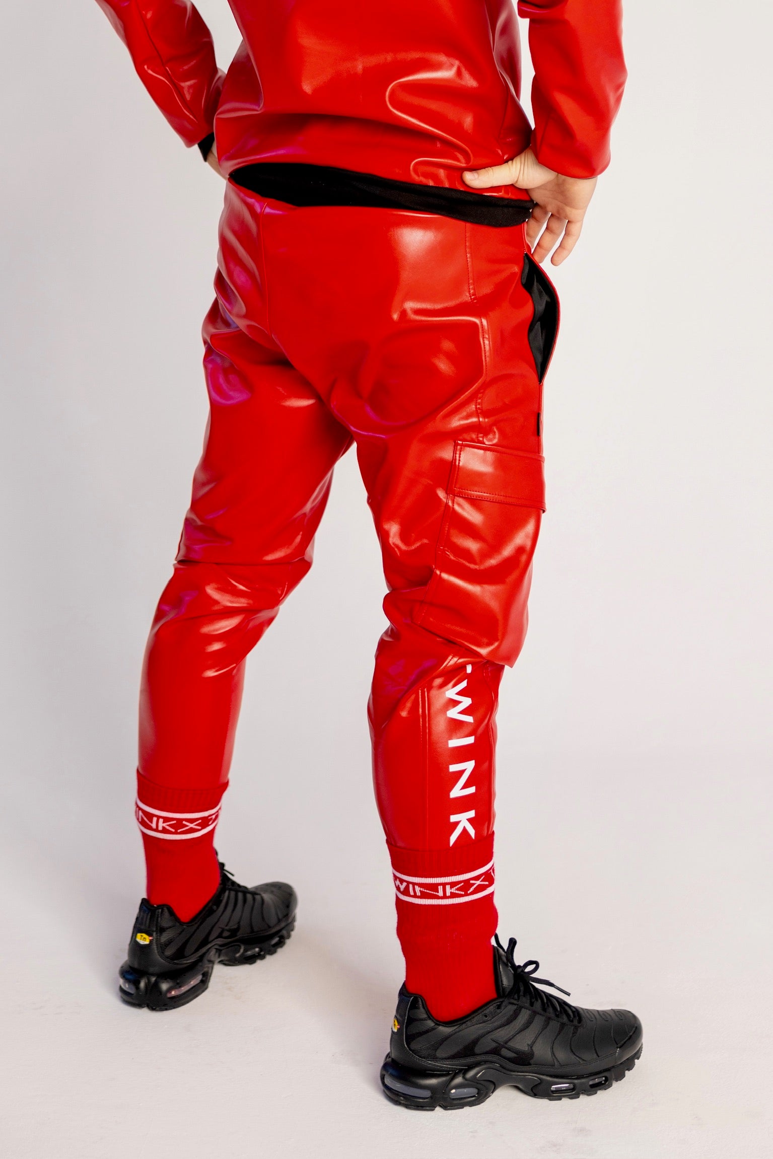 pants "adonis x fire red vegan leather"