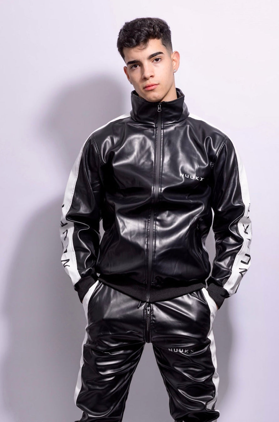 midnight tuned jacket I black/white I vegan leather