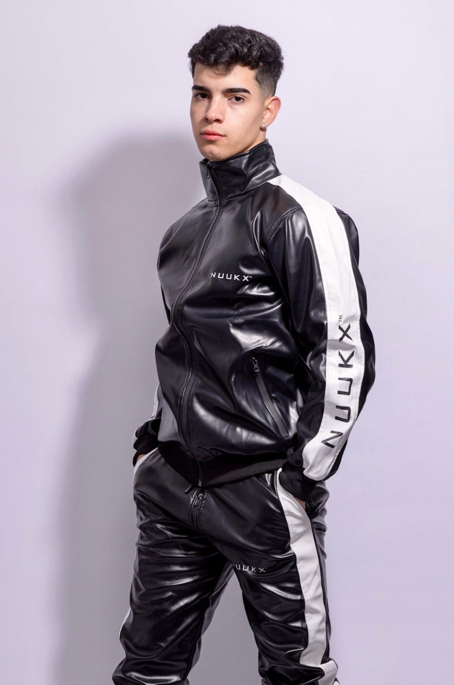 midnight tuned jacket I black/white I vegan leather