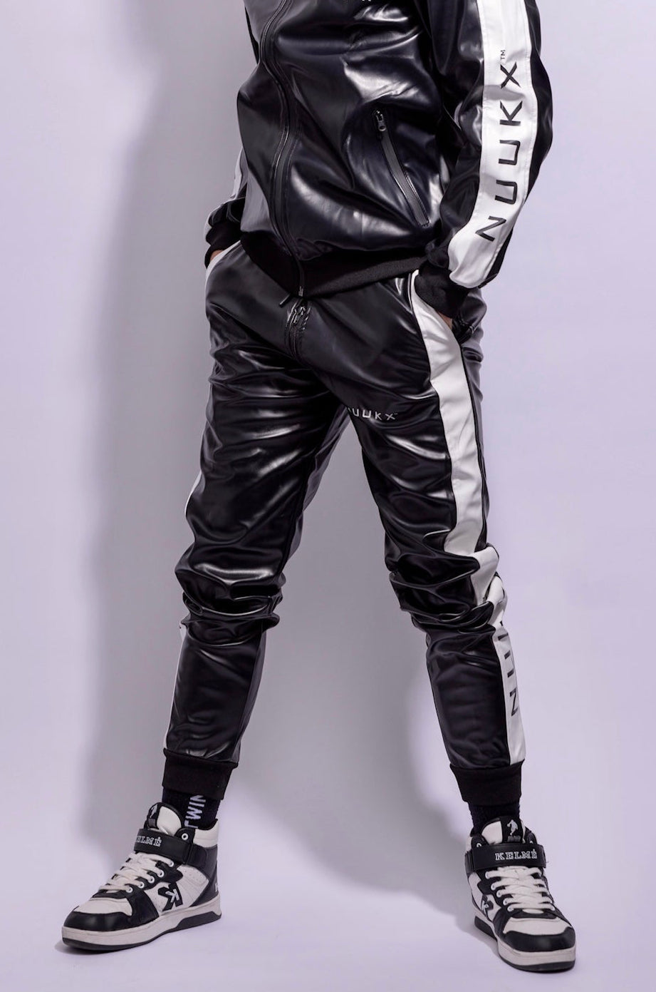 midnight tuned pants I black/white I vegan leather