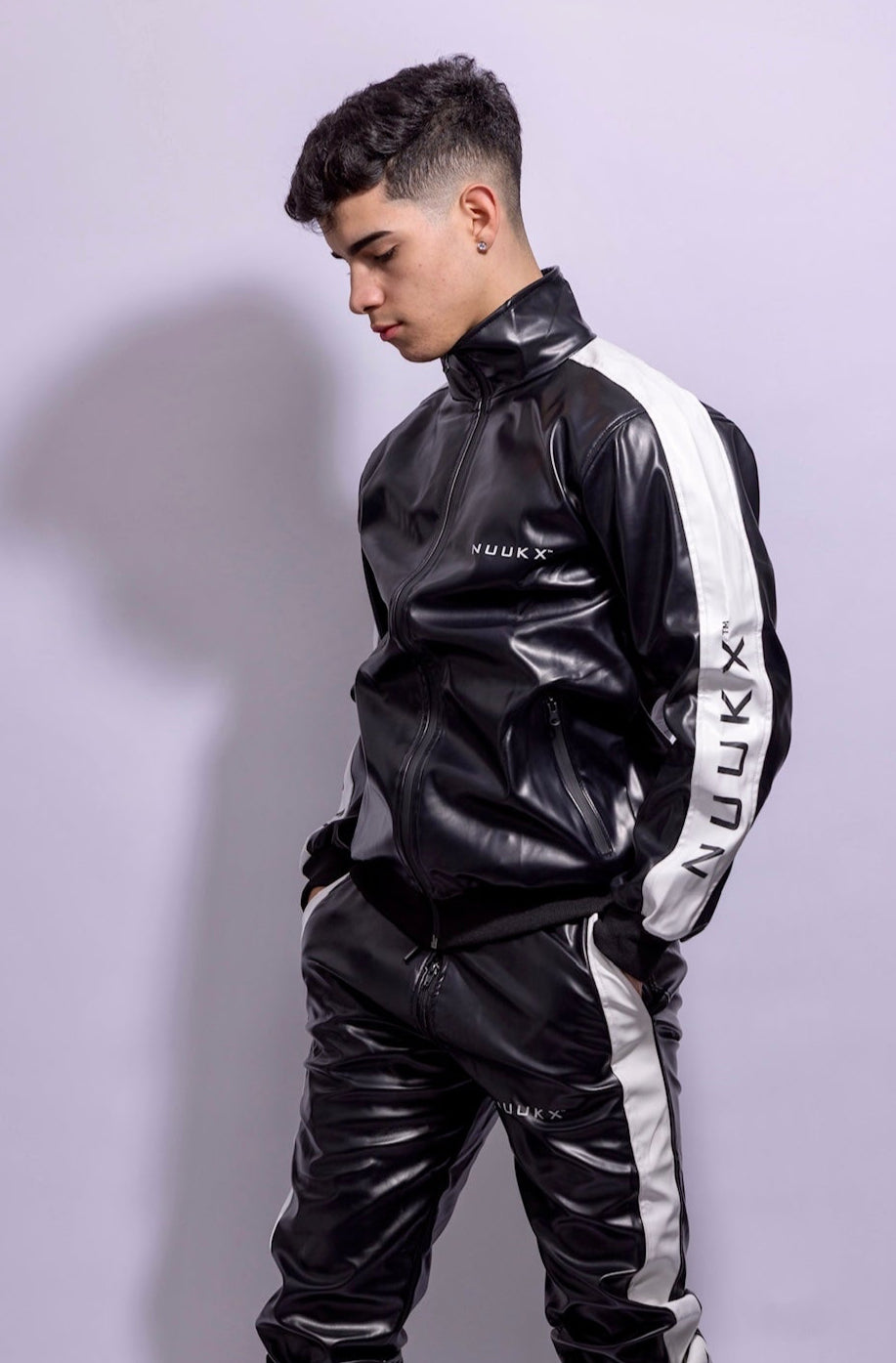 midnight tuned jacket I black/white I vegan leather