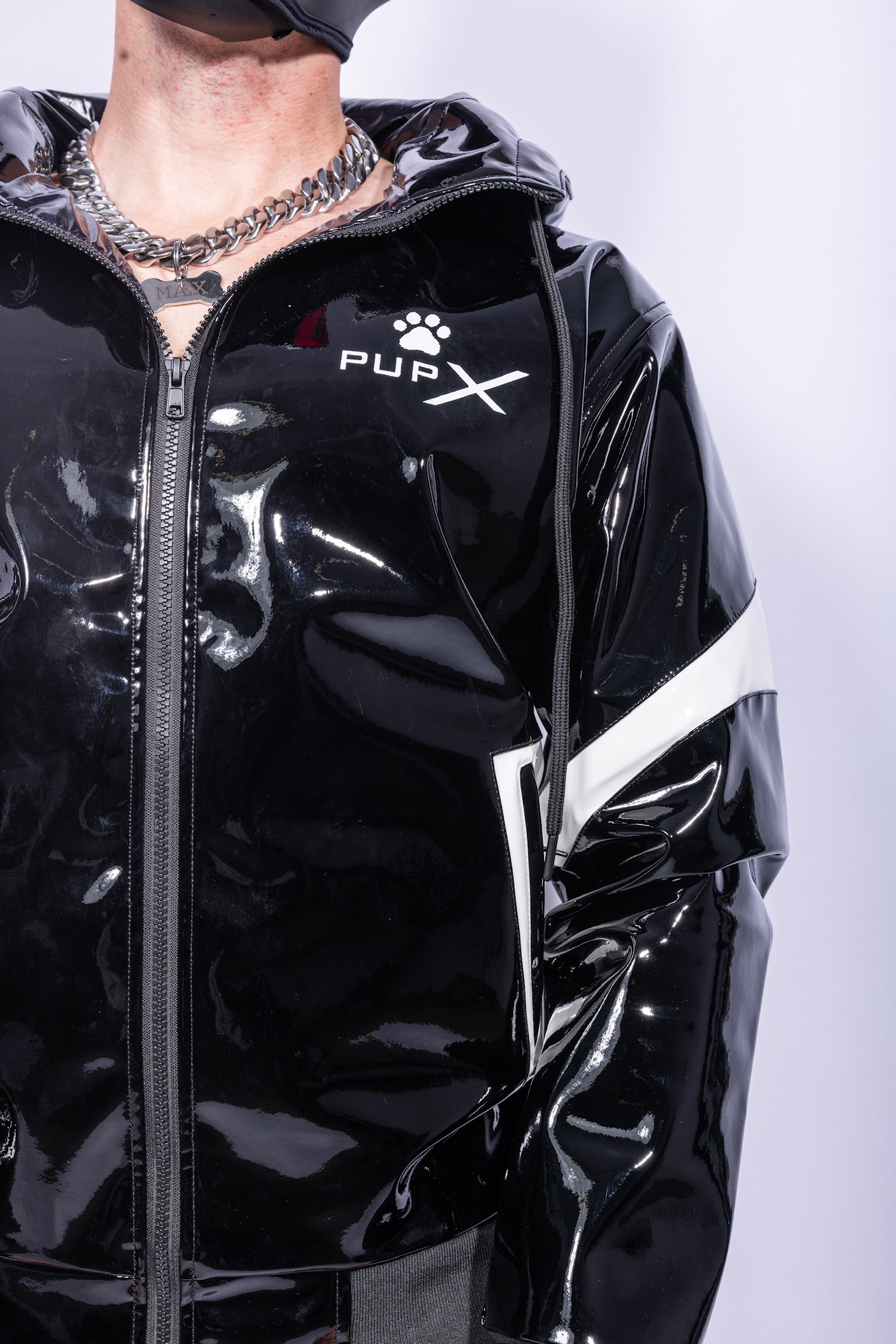 PUPX BARK Jacket Black/White – PVC PRO with Black Nylon Lining