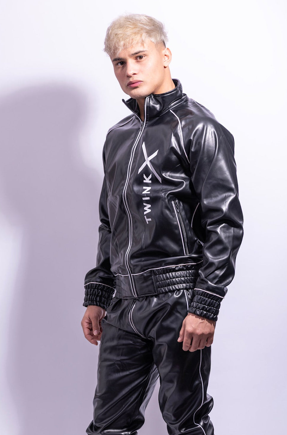 x frame jacket I black/white I vegan leather