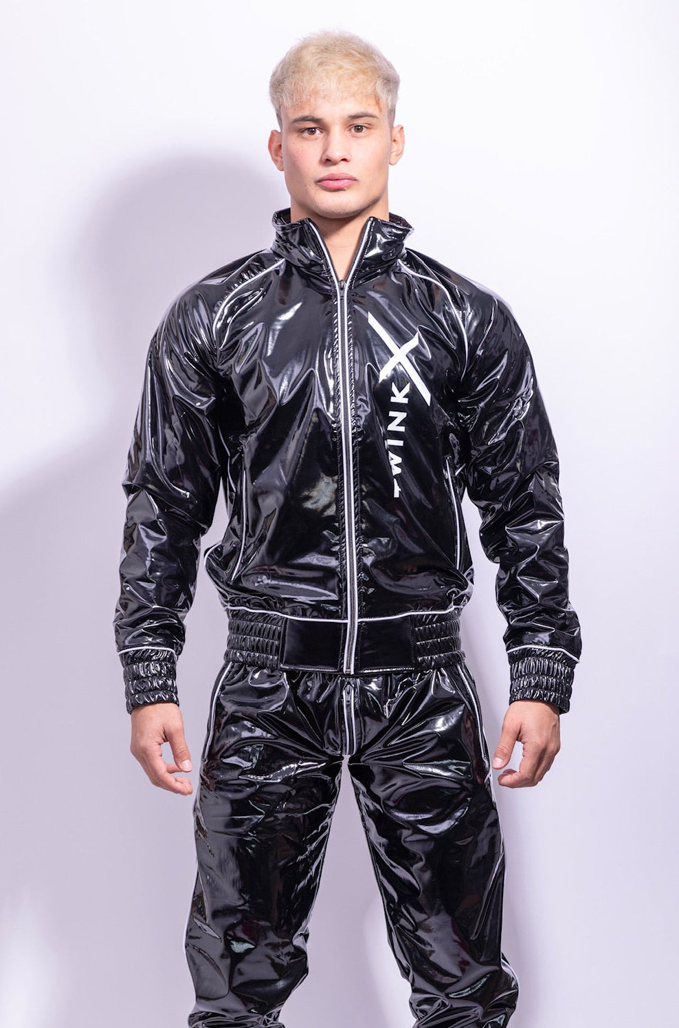 x frame jacket I black/white I pvc