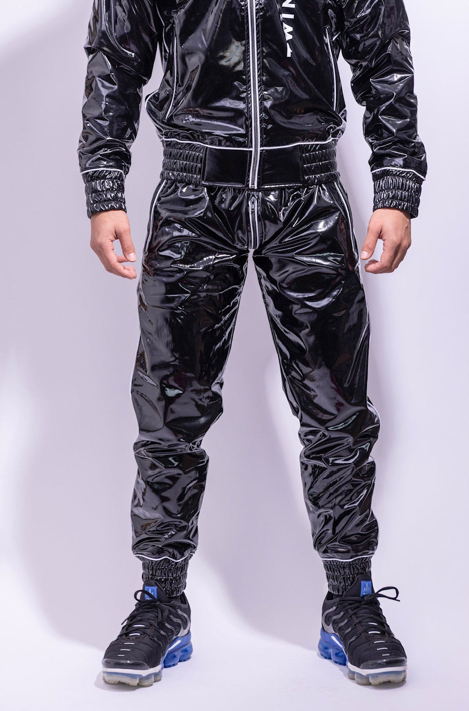 x frame pants I black/white I pvc