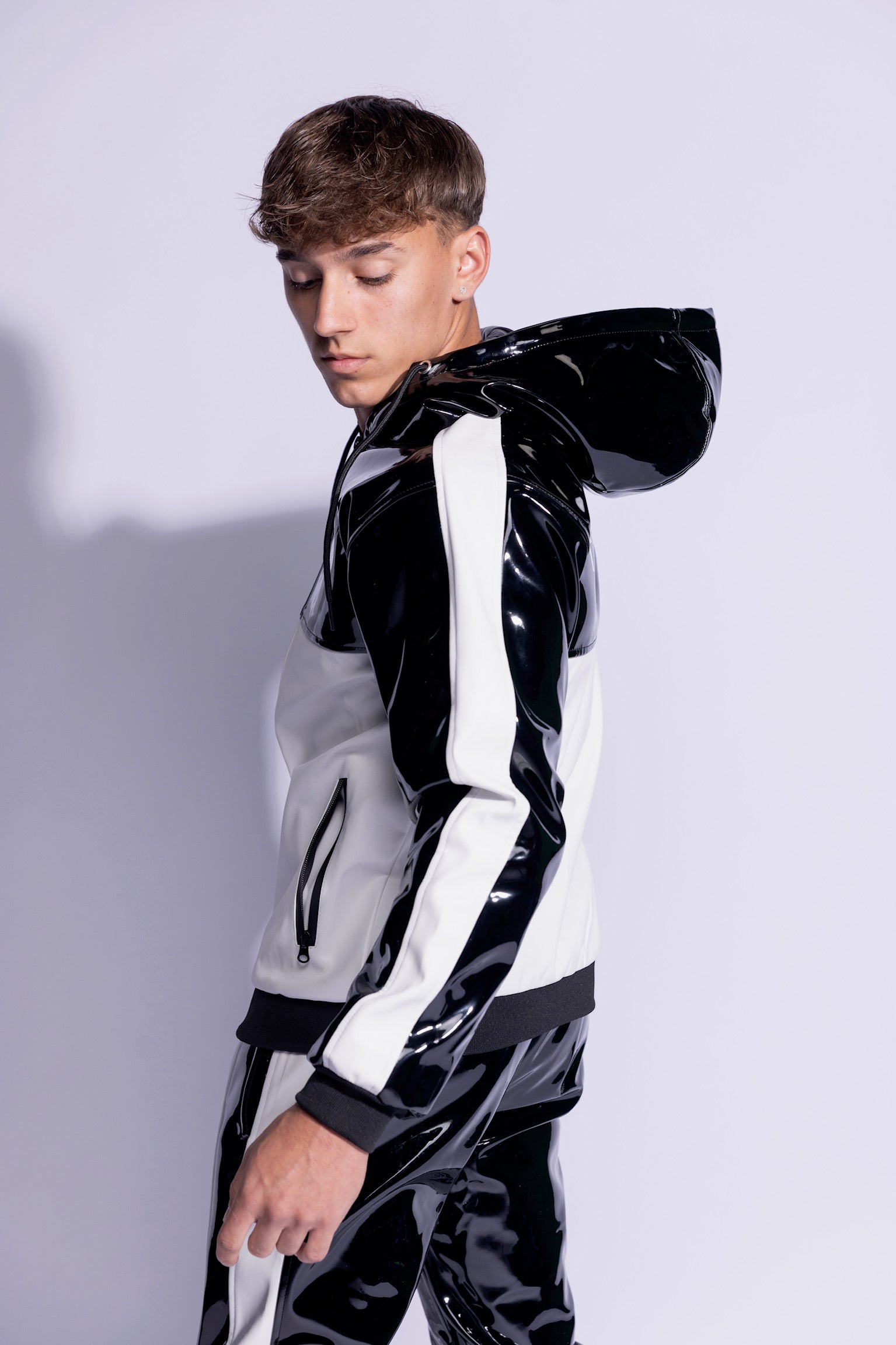 midnight mix & match jacket I black/white I pvc pro / vegan leather