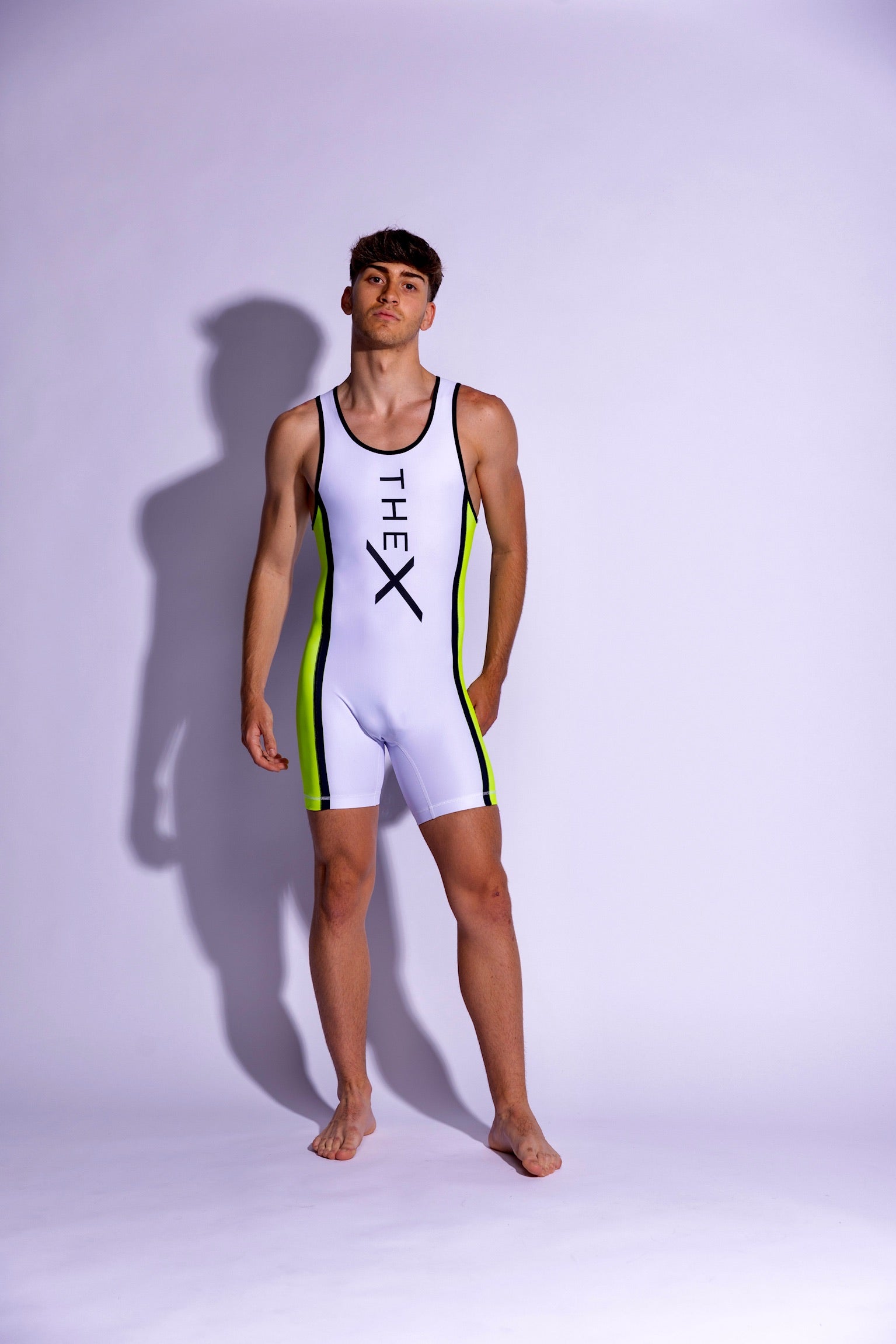 MIDNIGHT SINGLET I WHITE/NEON I SPANDEX