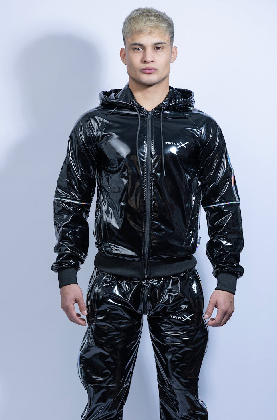 superhero jacket I black/holographic I pvc