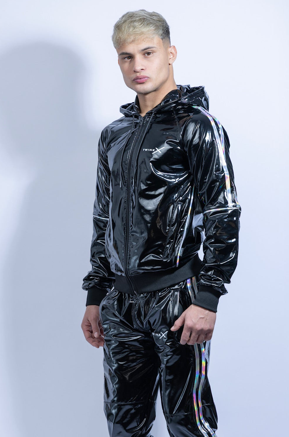 superhero jacket I black/holographic I pvc