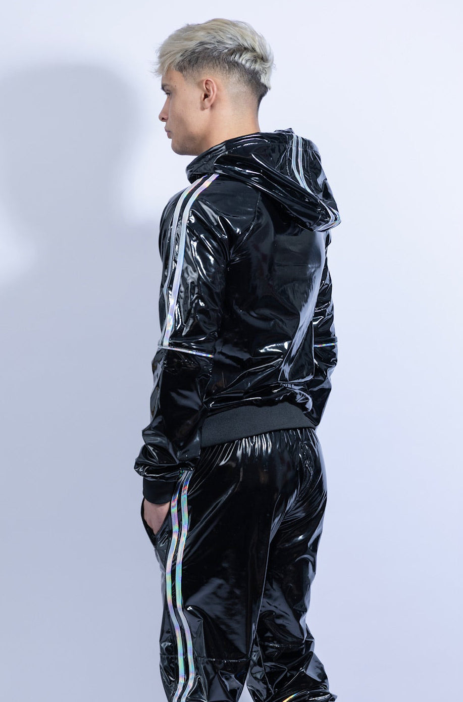 superhero jacket I black/holographic I pvc