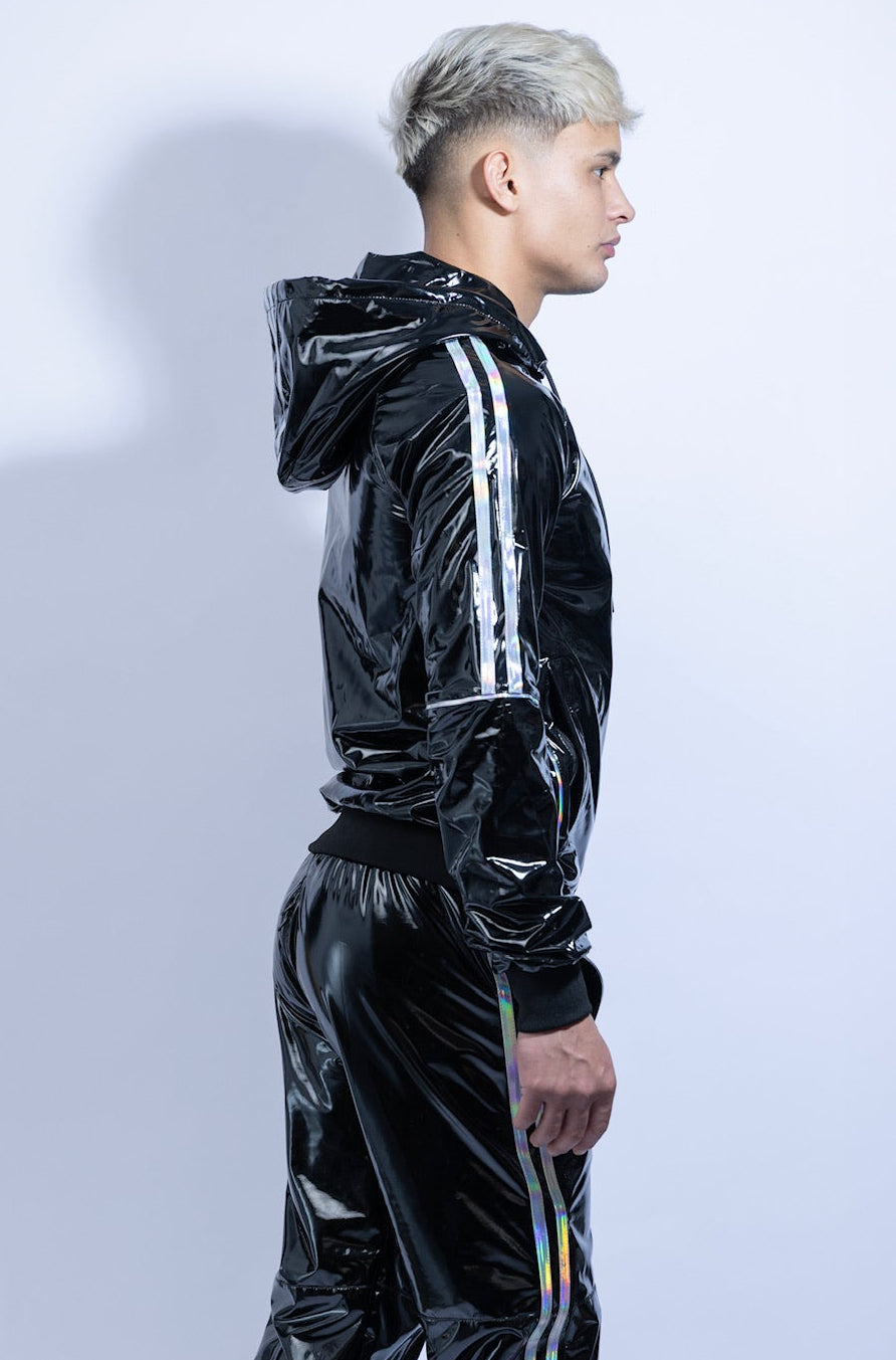 superhero jacket I black/holographic I pvc