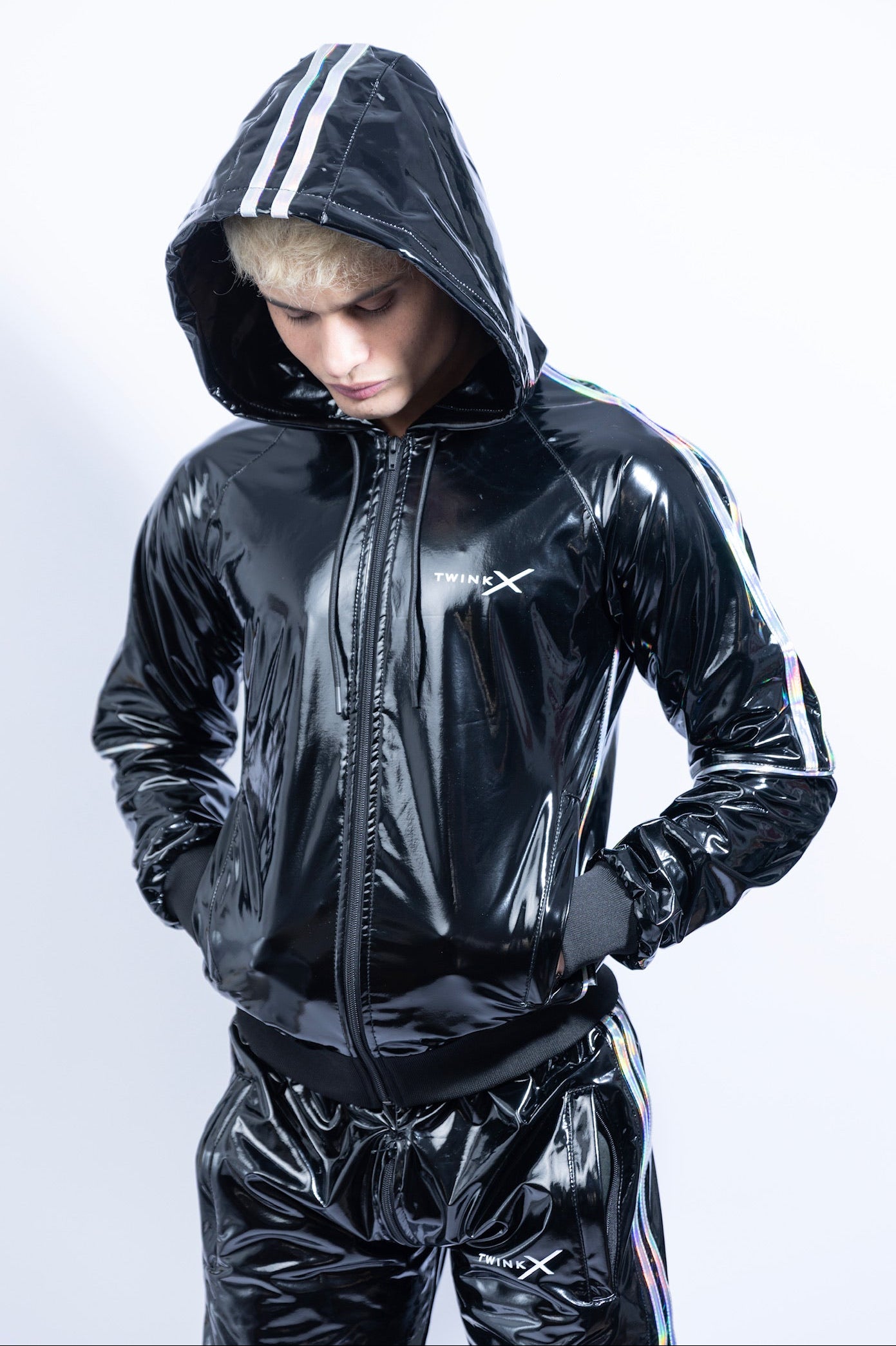 superhero jacket I black/holographic I pvc