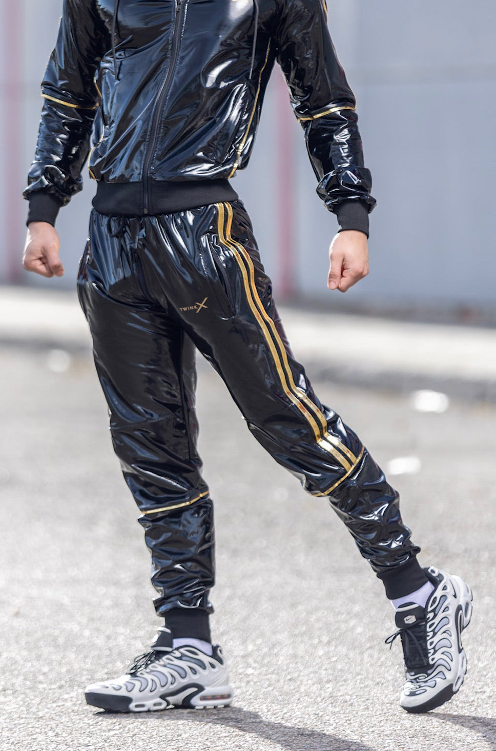 superhero pants I black/gold I pvc