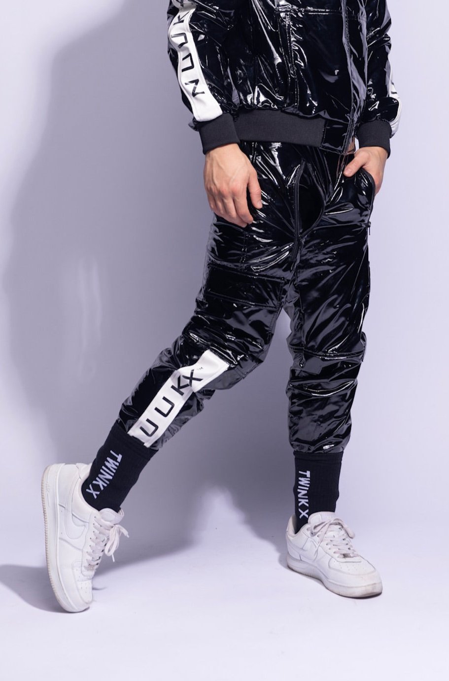 Y2050 pants I black/white I PVC