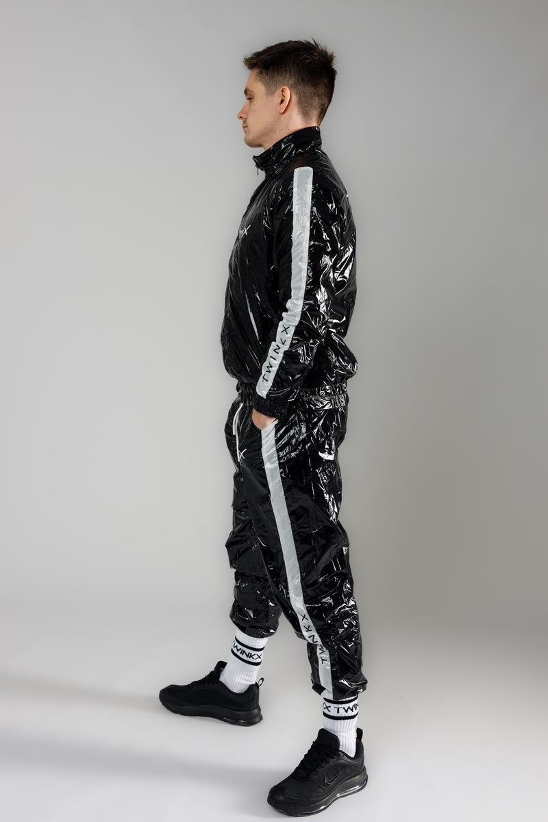pants "midnight black/white pvc"