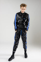 jacket "midnight black/blue pvc"